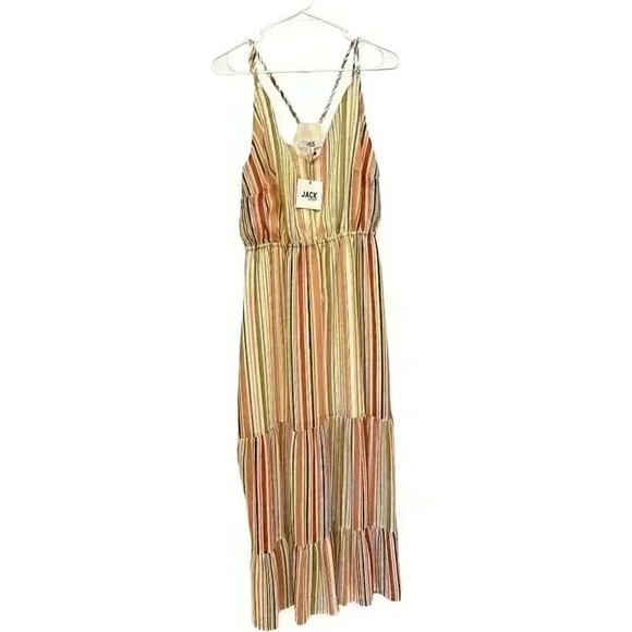 Jack By BB Dakota Tiered Striped Maxi Dress in Grapefruit.  NWT, Size M - Picture 1 of 5